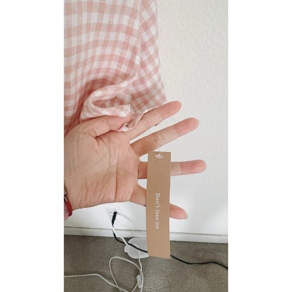 Reformation Zula Linen Dress pink check size US10 - Picture 10 of 11